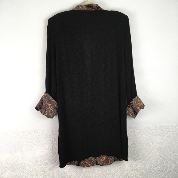 Vintage Carole Little black boyfriend blazer paisley cuffs and collar lapel - Picture 12 of 13